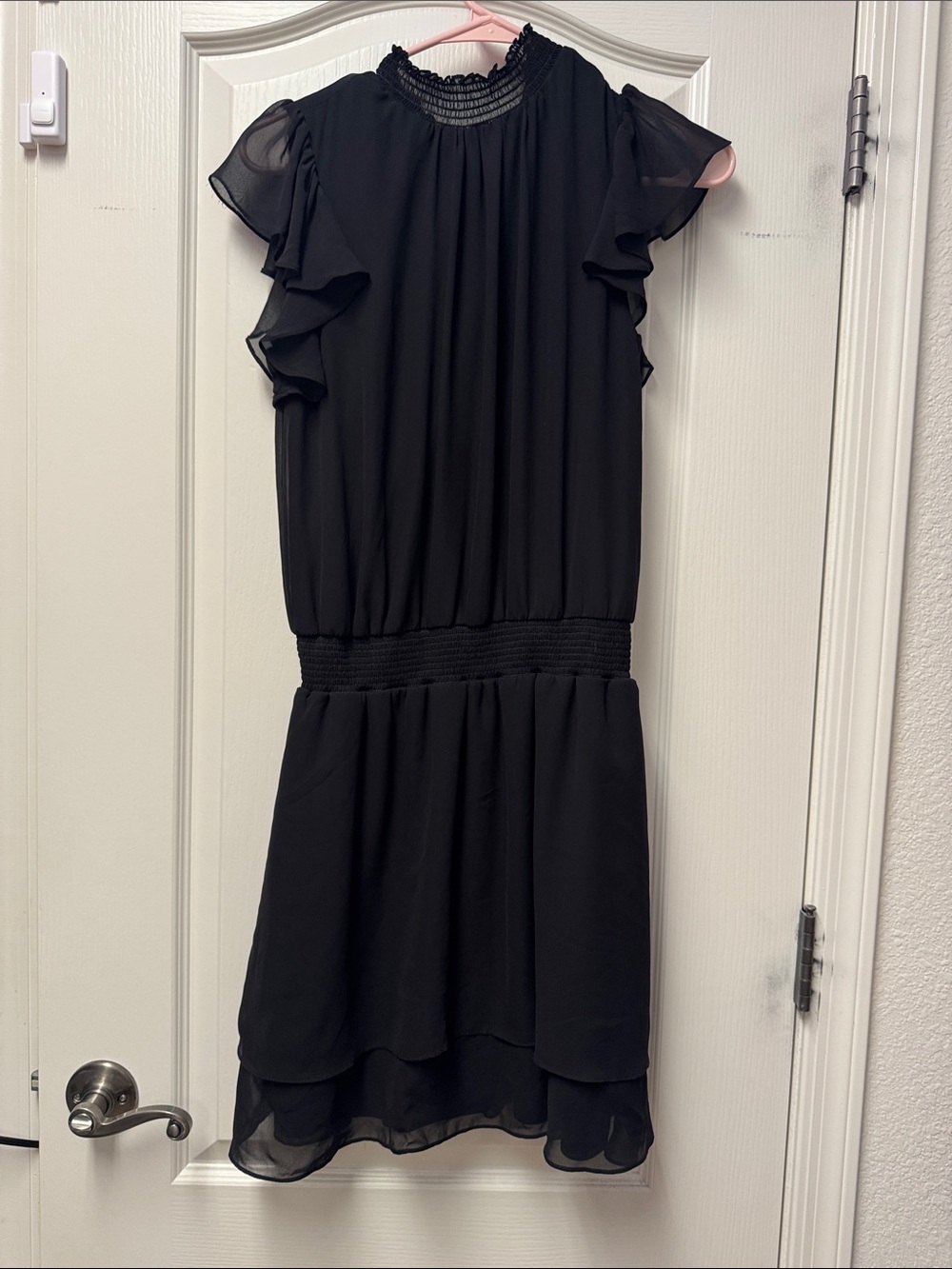 Black Ruffled Waistband Women's Dress